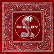 Load image into Gallery viewer, Red Shelby Cobra bandana with white paisley – full view