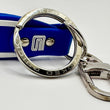 Load image into Gallery viewer, Close up of key ring on a blue and white Shelby Cobra lanyard