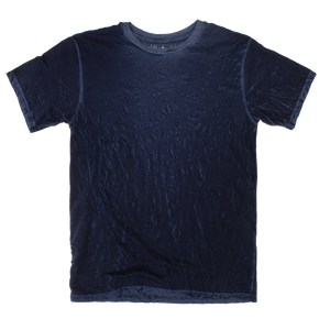 Navy crew neck t shirt in crinkle cotton