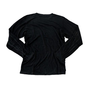 Black long sleeve shirt in crinkle cotton