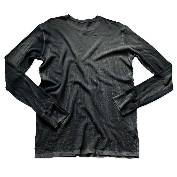 Charcoal long sleeve shirt with crinkle fabric for men