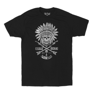 NATIVE SPEED TEE-WHITE PRINT ON BLACK