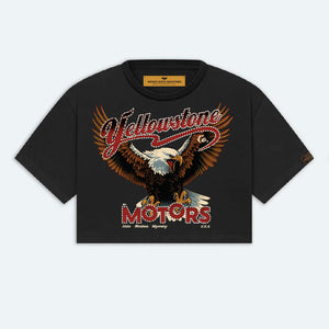 YELLOWSTONE MOTORS CROPPED JERSEY TEE