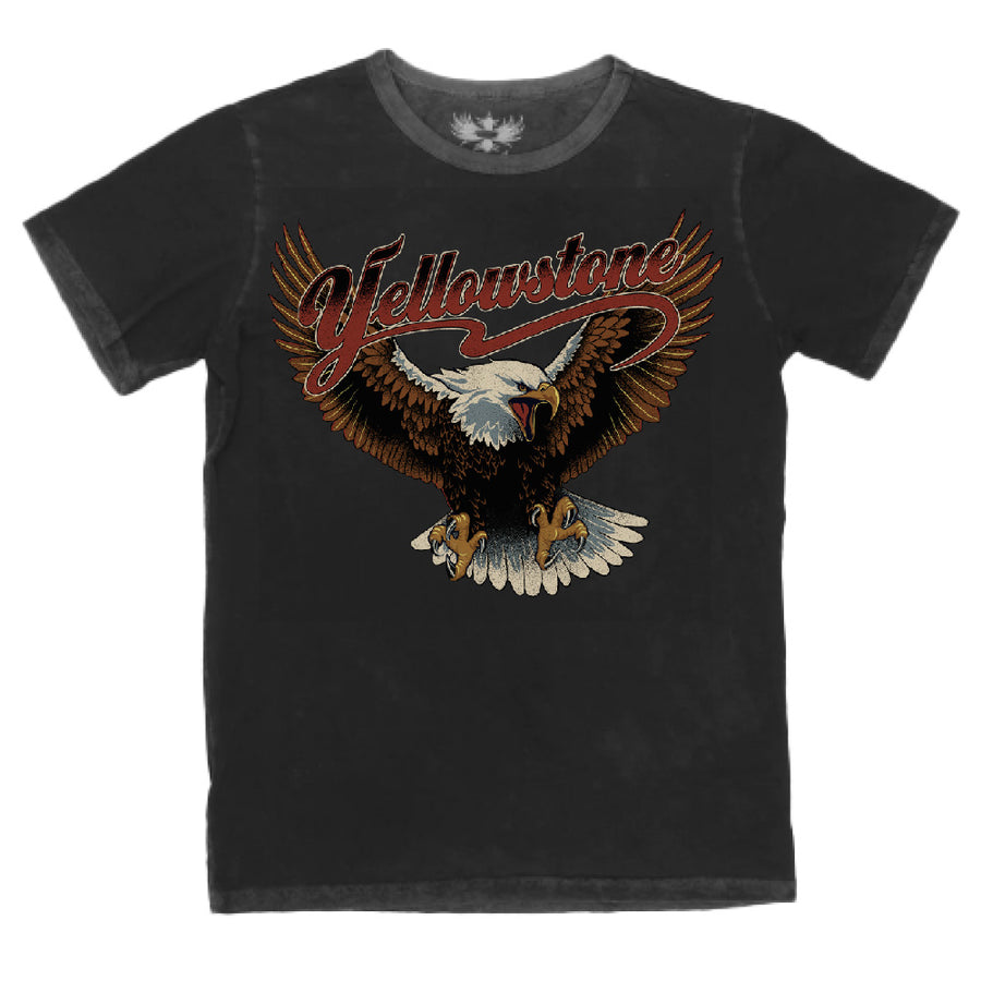 YELLOWSTONE MOTORS - WOMEN'S VINTAGE SLUB TEE-BLACK