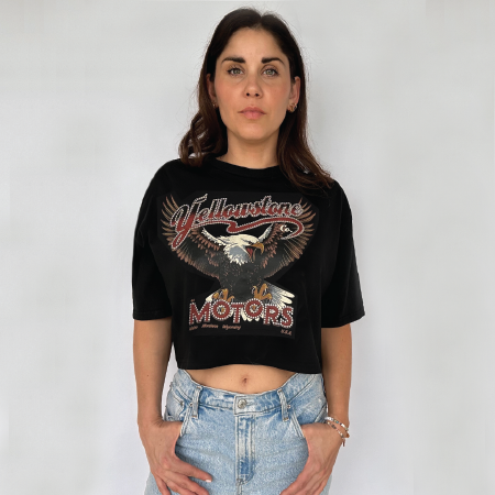 YELLOWSTONE MOTORS CROPPED JERSEY TEE