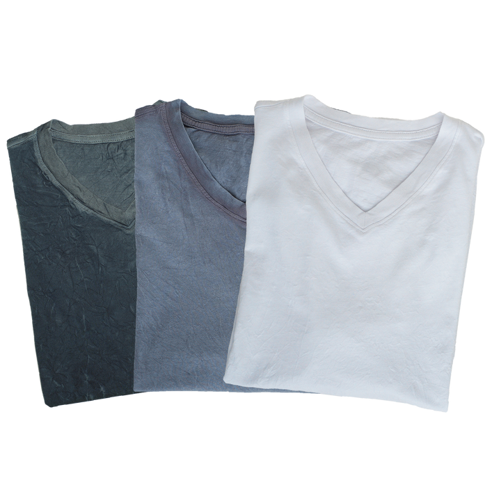 T-shirt packs in 3 – green, silver and white