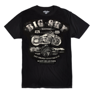 Big Sky Motors black graphic motorcycle shirt