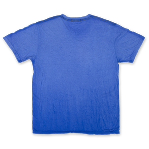 Bright blue men's v neck t shirt back side view