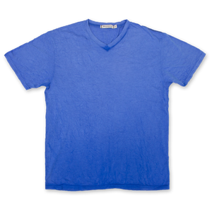 Bright blue men's v neck t shirt 