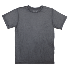 Dark silver crew neck t shirt in crinkle fabric