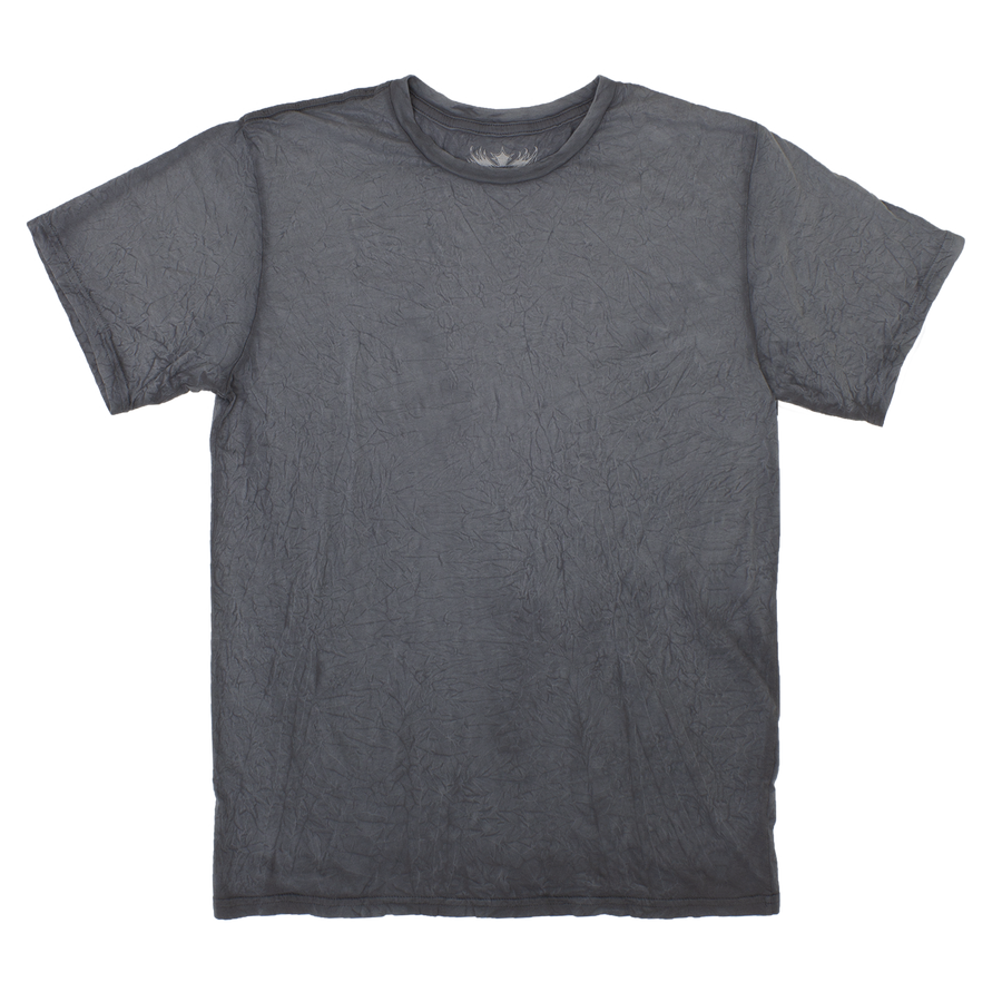 Men's Gray Crew Neck T-Shirt, Crinkle Shirt