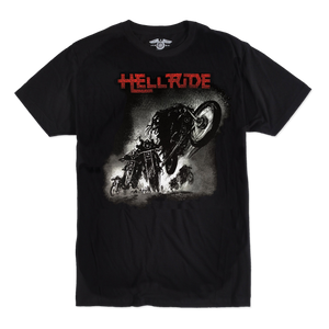 Hell Ride motorcycle shirt with black and red graphics