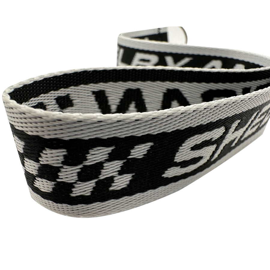 Side view of Shelby Cobra lanyard for keys in black and white