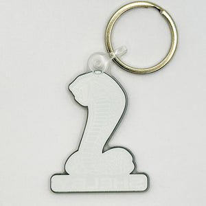 Back view of Shelby Cobra keychain in black and white
