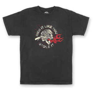 Ride It Like You Stole It black graphic shirt by Wicked Quick
