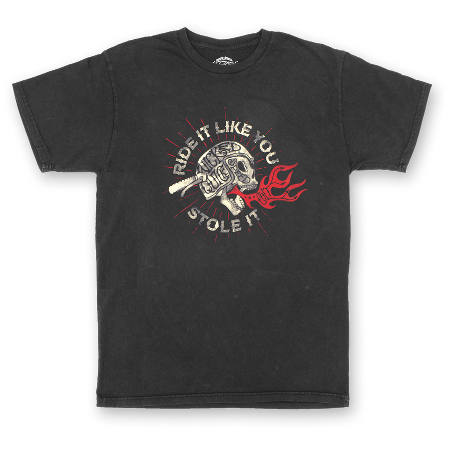 Ride It Like You Stole It black graphic shirt by Wicked Quick