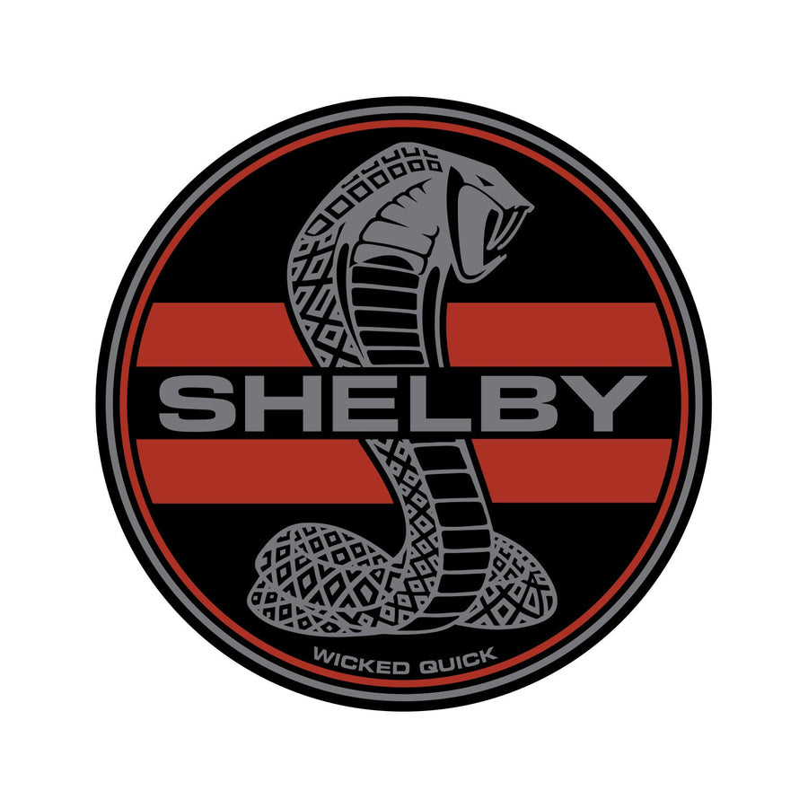 Classic Shelby Cobra racing stripes magnet in black and red