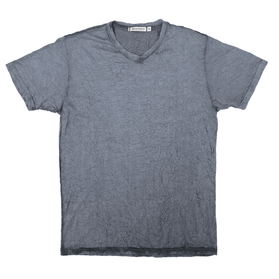 silver v neck crinkle shirt