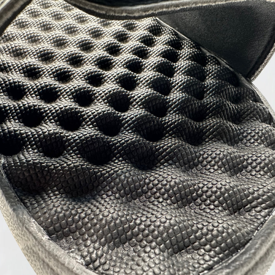 Shelby sandals close up of textured footbed