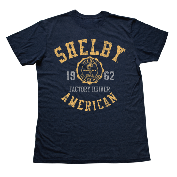 Shelby American Factory Driver 1962 car shirt in blue and gold
