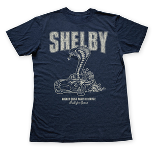 Shelby Parts & Service white and blue graphic t-shirt