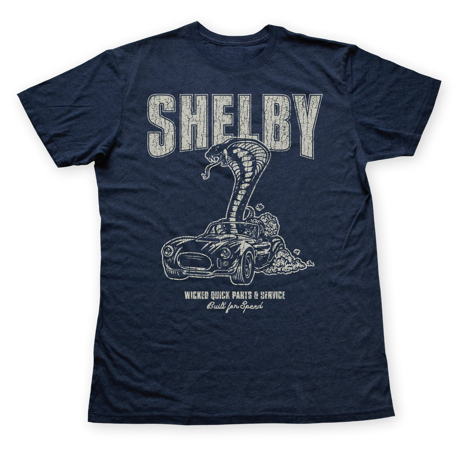 Shelby Parts & Service white and blue graphic t-shirt