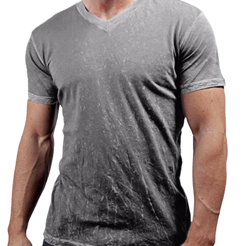 SILVER V-NECK CRINKLE TEE