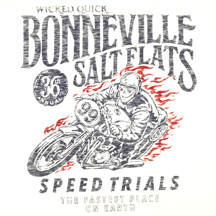 Close up of Bonneville Salt Flats white graphic t shirt