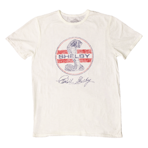 Red Shelby Cobra graphic on a white t shirt