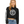 Load image into Gallery viewer, Woman modeling a cropped black hoodie with white Shelby Cobra graphics
